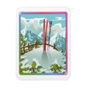 Ski landschap cartoon magneet (Verticaal)