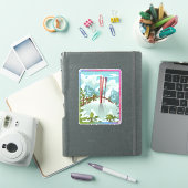 Ski landschap cartoon sticker (iPad Cover)