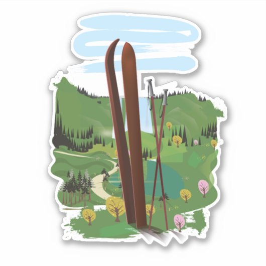 Ski-landschap Sticker (Voorkant)