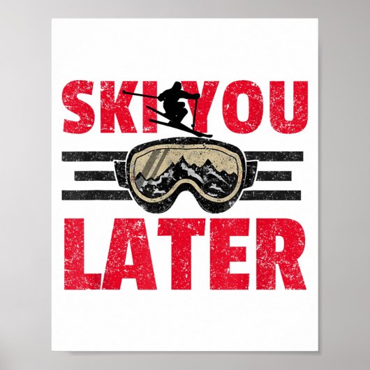 Ski later grappige skiër coole snowboarder berg poster (Voorkant)