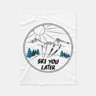 Ski later wintersport vintage poedersneeuw skiën fleece deken