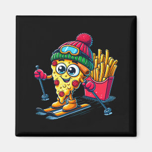 Ski les pizza friet skiën pizza liefhebber magneet