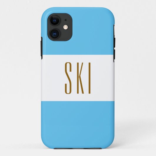 SKI Leuk Chic Sportief Helder Hemelsblauw Wit Stre Case-Mate iPhone Case (Achterkant)