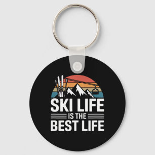 Ski leven is het beste leven Retro skiën berg Sleutelhanger