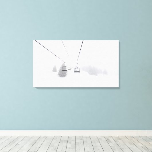 Ski Lift Art, Whiteout Cabin Decor, Large Canvas (Insitu (Houten vloer))