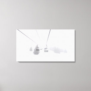 Ski Lift Art, Whiteout Cabin Decor, Large Canvas Afdruk