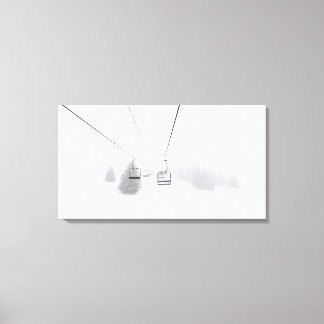 Ski Lift Art, Whiteout Cabin Decor, Large Canvas Afdruk