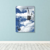 Ski Lift en Sky Canvas Afdruk (Insitu (Houten vloer))