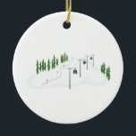 Ski Lift Keramisch Ornament<br><div class="desc">Skiers op een stoellift voor de wintersportliefhebber.</div>