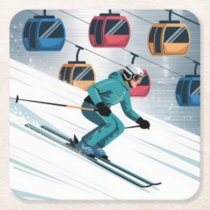 Ski Lift Skier Onderzetter Set