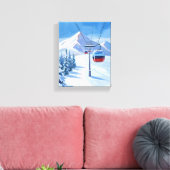 Ski Lift | Sneeuwberg Gondola Waterverf Canvas Afdruk (Insitu (Woonkamer))