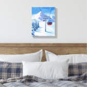 Ski Lift | Sneeuwberg Gondola Waterverf Canvas Afdruk (Insitu (Slaapkamer))