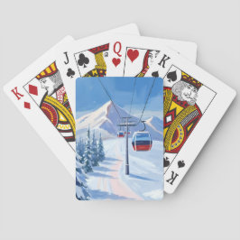 Ski Lift | Sneeuwberg Gondola Waterverf Pokerkaarten