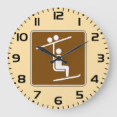 Ski Lift Symbol Rustic Winter Sports Icon Grote Klok (Voorkant)