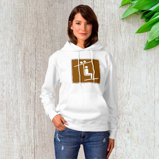 Ski Lift Symbol Rustic Winter Sports Icon Hoodie