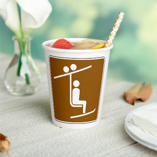 Ski Lift Symbol Rustic Winter Sports Icon Papieren Bekers