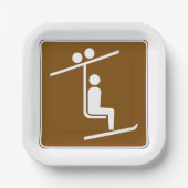 Ski Lift Symbol Rustic Winter Sports Icon Papieren Bordje (Voorkant)