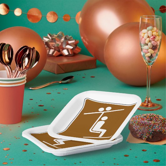 Ski Lift Symbol Rustic Winter Sports Icon Papieren Bordje