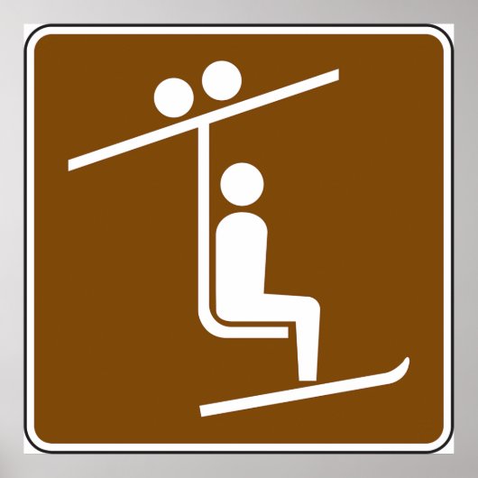 Ski Lift Symbol Rustic Winter Sports Icon Poster (Voorkant)