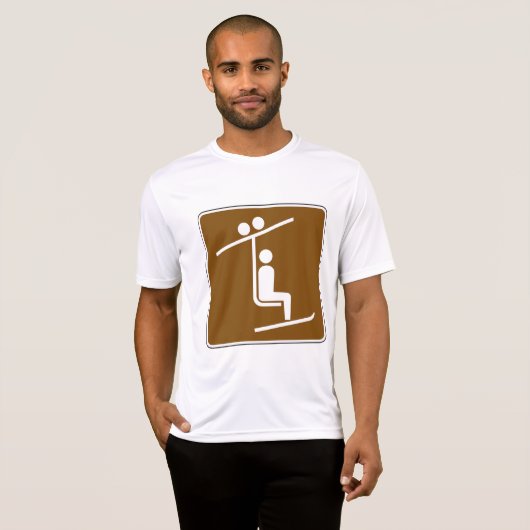 Ski Lift Symbol Rustic Winter Sports Icon T-shirt (Voorkant volledig)