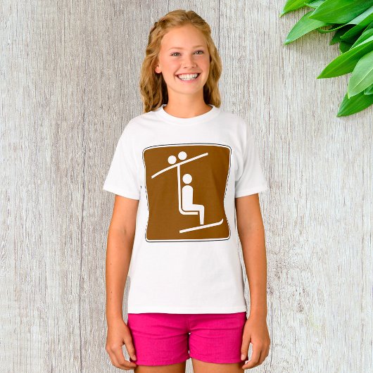 Ski Lift Symbol Rustic Winter Sports Icon T-shirt