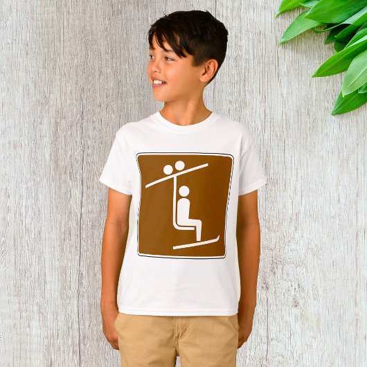 Ski Lift Symbol Rustic Winter Sports Icon T-shirt