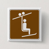 Ski Lift Symbol Rustic Winter Sports Icon Vierkante Button 5,1 Cm (Voorkant)