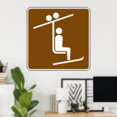 Ski Lift Symbool Rustieke Wintersporten Icoon Poster (Thuiskantoor)