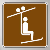 Ski Lift Symbool Rustieke Wintersporten Icoon Poster (Voorkant)