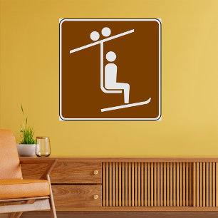 Ski Lift Symbool Rustieke Wintersporten Icoon Poster