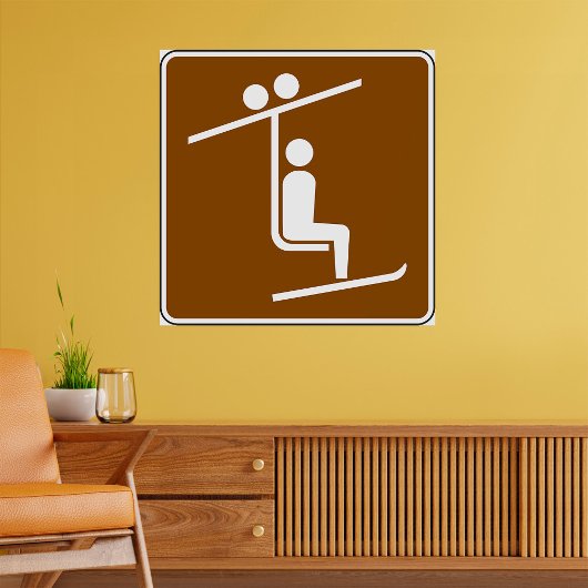 Ski Lift Symbool Rustieke Wintersporten Icoon Poster