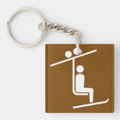 Ski Lift Symbool Rustieke Wintersporten Icoon Sleutelhanger (Voorkant)