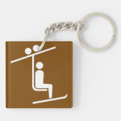 Ski Lift Symbool Rustieke Wintersporten Icoon Sleutelhanger (Achterkant)