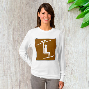 Ski Lift Symbool Rustische Wintersporten Icoon T-shirt