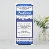 SKI LIFT TICKET Bar Bat Mitzvah Uitnodiging (Staand voorkant)