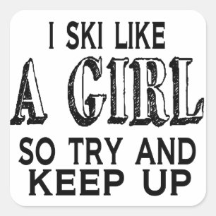 Ski LIke a Girl Vierkante Sticker