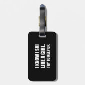 Ski like Girl Power Funny Bagagelabel (Achterkant verticaal)