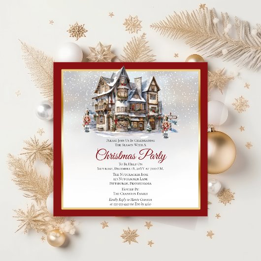  Ski Lodge en Notenkrakers Kerstfeest Kaart