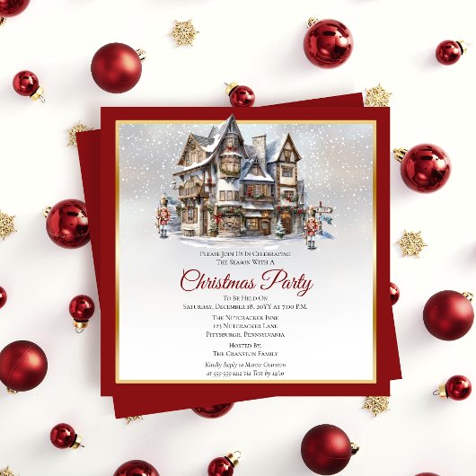  Ski Lodge en Notenkrakers Kerstfeest Kaart