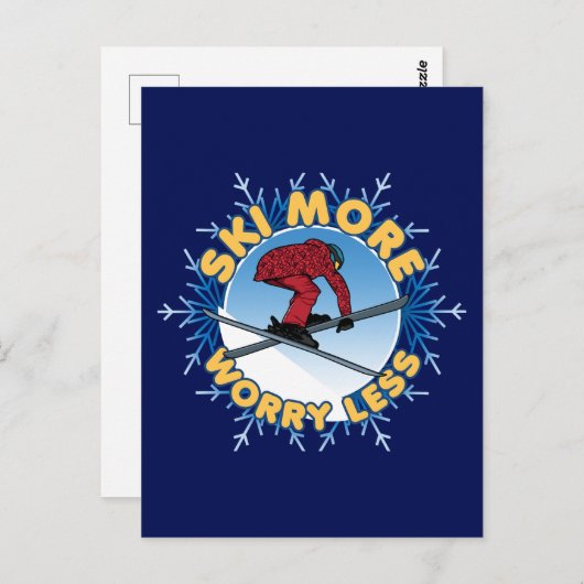 Ski meer zorgen minder | Skiofferte Briefkaart (Voorkant / Achterkant)