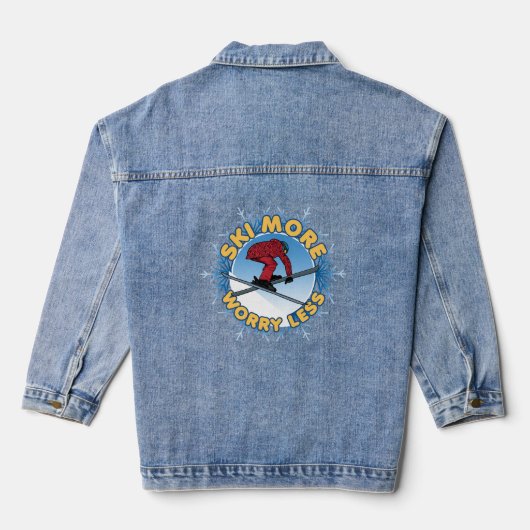 Ski meer zorgen minder | Skiofferte Denim Jacket (Achterkant)