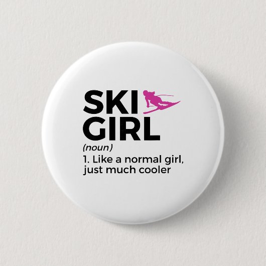Ski Meisje Definitie Grappige Ski Ronde Button 5,7 Cm (Voorkant)