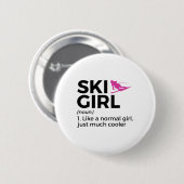 Ski Meisje Definitie Grappige Ski Ronde Button 5,7 Cm (Voorkant /achterkant)