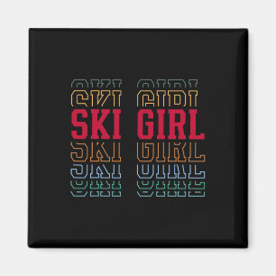 Ski Meisje Grappige Gelaagde Tekst Skiloper Skiën  Magneet