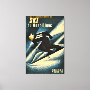 Ski Mont Blanc 1951 Frans Skiing Canvas Afdruk