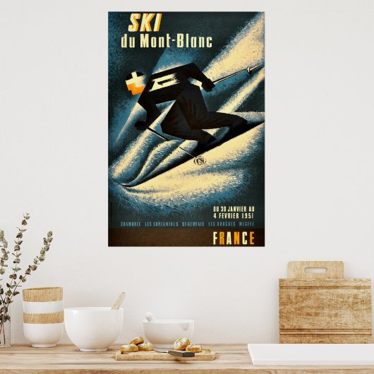 Ski Mont Blanc 1951  Poster van het Franse kiemen (Keuken)