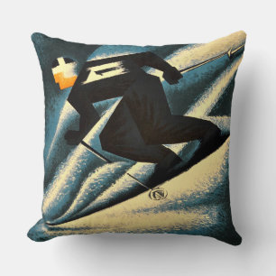 Ski Mont Blanc 1951 Poster van het Franse kiemen Kussen