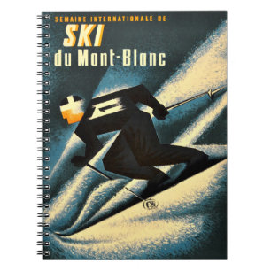 Ski Mont Blanc 1951  Poster van het Franse kiemen Notitieboek