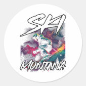 Ski Montana Downhill Skiing Adventure Montana Usa  Ronde Sticker (Voorkant)