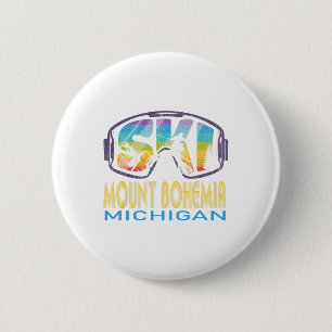Ski Mount Bohemia Michigan Skiing Vacation Ronde Button 5,7 Cm